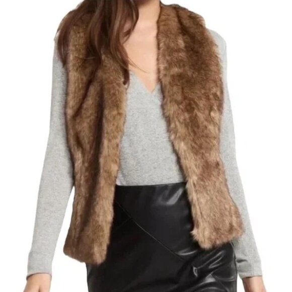 DYNAMITE Brown Faux Faur Vest - Picture 1 of 10